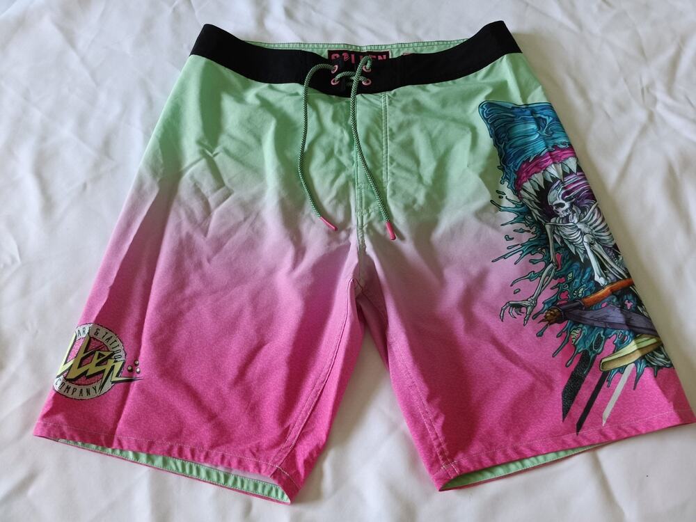 Sullen Art Collective Shark Surfing Boardshorts 30 Men’s Graphic Swim Trunks